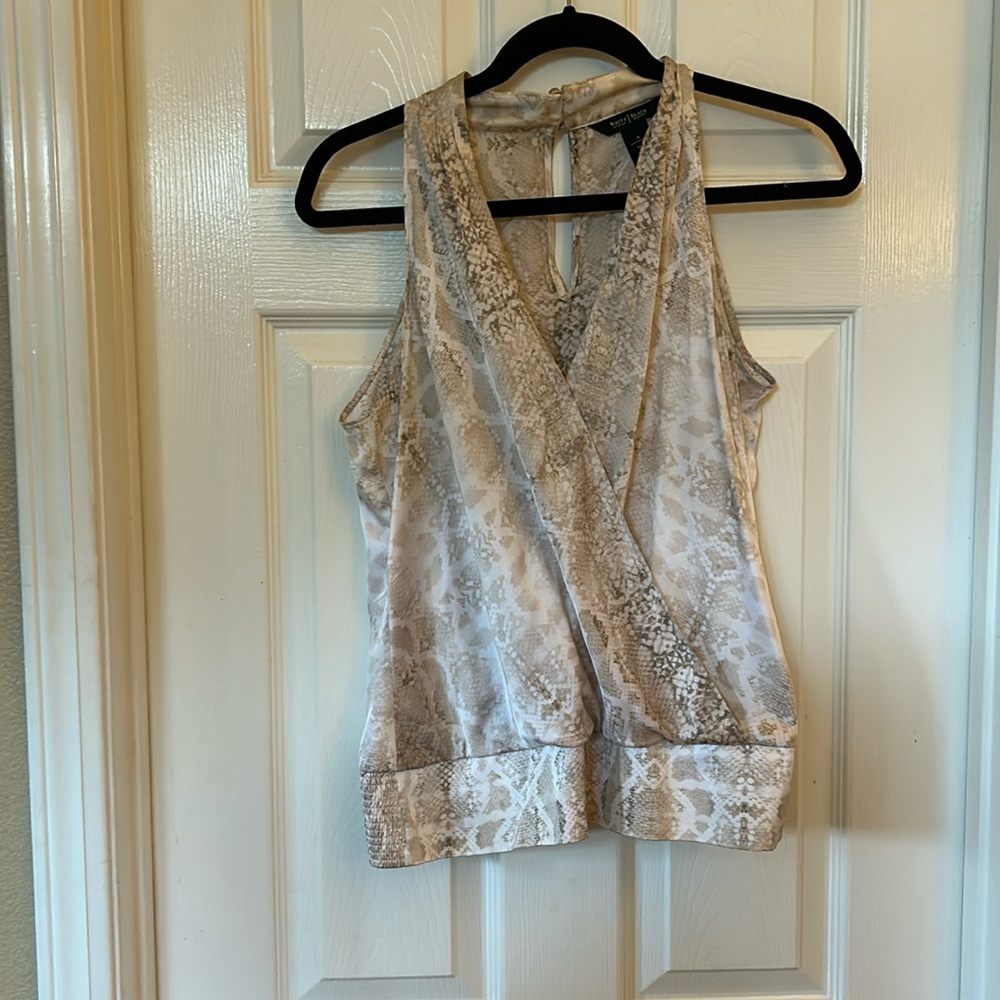 WHBM snakeskin halter style top with snap closure at neckline in. Size small